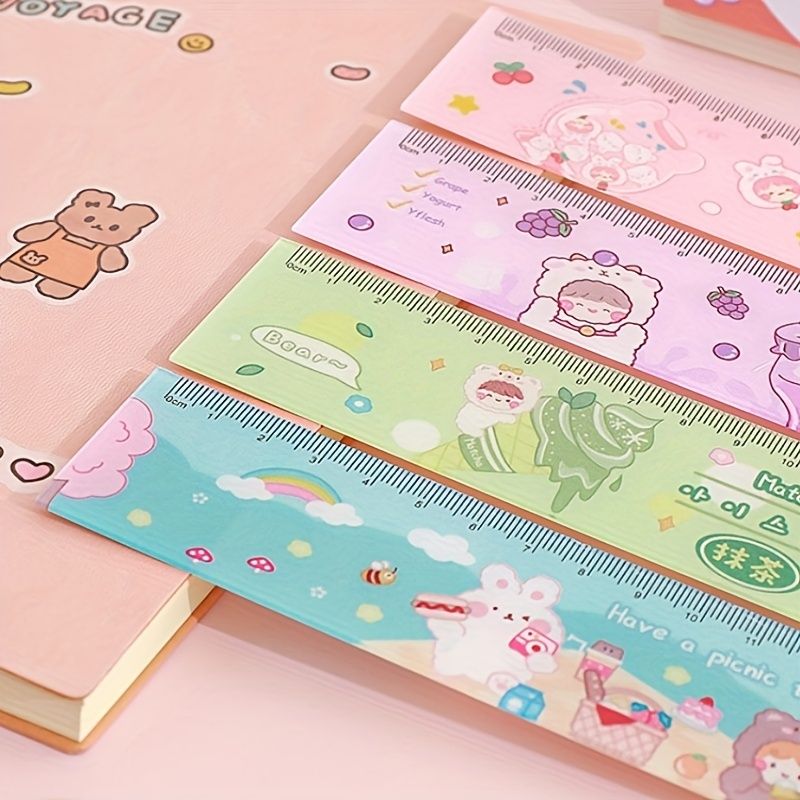 Cartoon Acrylic Ruler Student Office Drawing Measuring Ruler Color Cute 7.87inch Ruler Daily Office Supplies - Renee Lane Company
