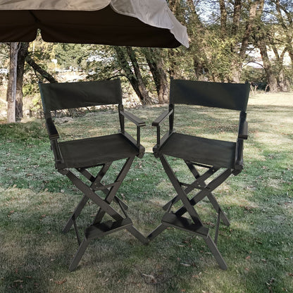 Casual Home Director's Chair ;  Black Frame/Black Canvas ;  Suitable for adults;  foldable style;   2pcs/set populus - Renee Lane Company