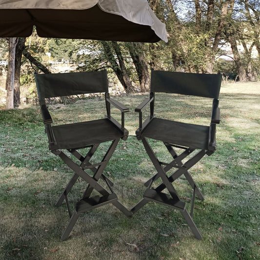 Casual Home Director's Chair ;  Black Frame/Black Canvas ;  Suitable for adults;  foldable style;   2pcs/set populus - Renee Lane Company