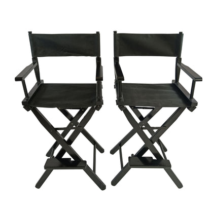 Casual Home Director's Chair ;  Black Frame/Black Canvas ;  Suitable for adults;  foldable style;   2pcs/set populus - Renee Lane Company