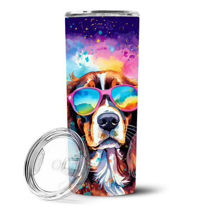 Cavalier Spaniel Hippie Dawg Stainless Steel Skinny Tumbler Vacuum Double Walled Reusable Insulated Tumbler Travel Cup for Coffee Cocktails Gift with Lid, 20 oz - Renee Lane Company