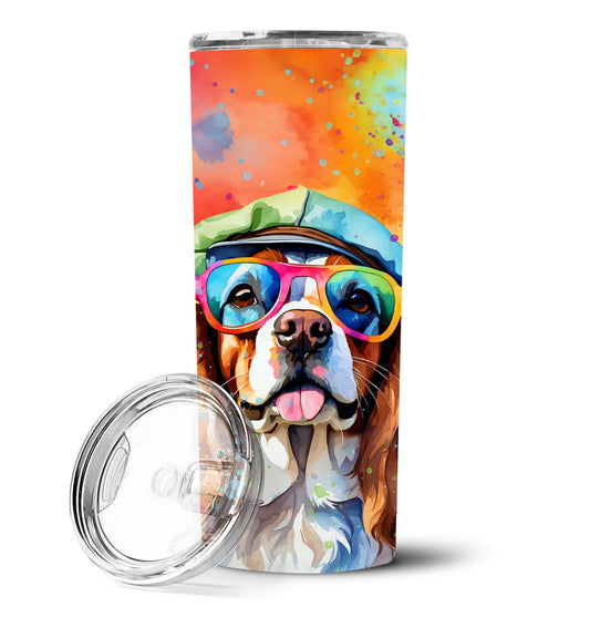 Cavalier Spaniel Hippie Dawg Stainless Steel Skinny Tumbler Vacuum Double Walled Reusable Insulated Tumbler Travel Cup for Coffee Cocktails Gift with Lid, 20 oz - Renee Lane Company