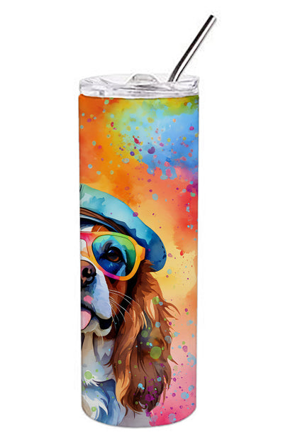 Cavalier Spaniel Hippie Dawg Stainless Steel Skinny Tumbler Vacuum Double Walled Reusable Insulated Tumbler Travel Cup for Coffee Cocktails Gift with Lid, 20 oz - Renee Lane Company