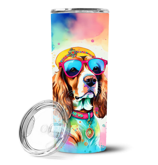 Cavalier Spaniel Hippie Dawg Stainless Steel Skinny Tumbler Vacuum Double Walled Reusable Insulated Tumbler Travel Cup for Coffee Cocktails Gift with Lid, 20 oz - Renee Lane Company