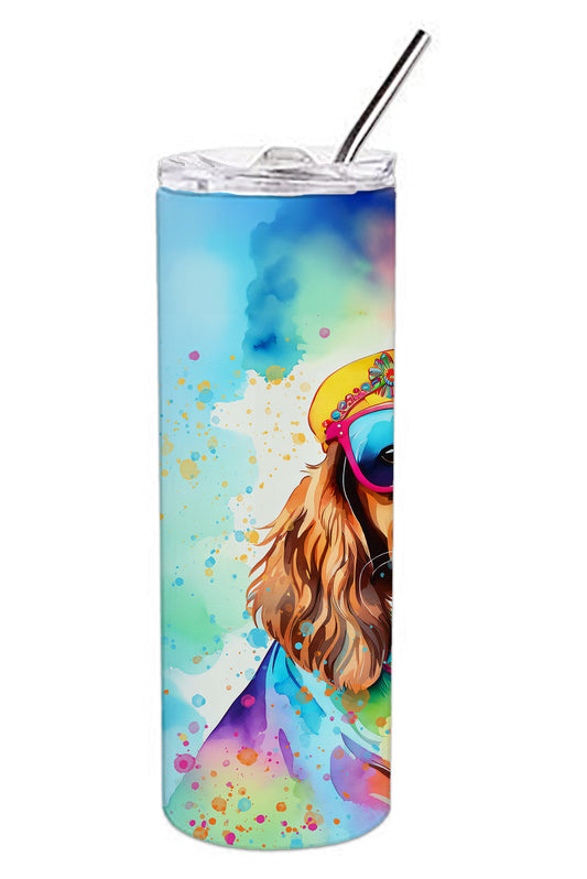 Cavalier Spaniel Hippie Dawg Stainless Steel Skinny Tumbler Vacuum Double Walled Reusable Insulated Tumbler Travel Cup for Coffee Cocktails Gift with Lid, 20 oz - Renee Lane Company