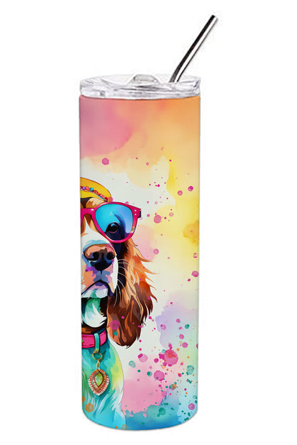 Cavalier Spaniel Hippie Dawg Stainless Steel Skinny Tumbler Vacuum Double Walled Reusable Insulated Tumbler Travel Cup for Coffee Cocktails Gift with Lid, 20 oz - Renee Lane Company