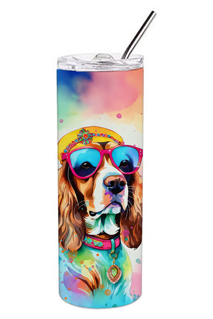 Cavalier Spaniel Hippie Dawg Stainless Steel Skinny Tumbler Vacuum Double Walled Reusable Insulated Tumbler Travel Cup for Coffee Cocktails Gift with Lid, 20 oz - Renee Lane Company
