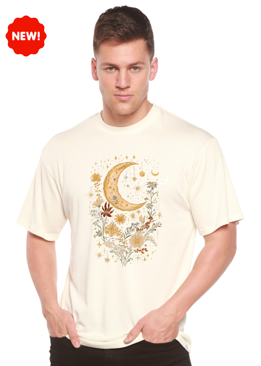 Celestial Moon Boho Flowers Vintage Unisex Bamboo/Cotton Graphic T-Shirt - Renee Lane Company