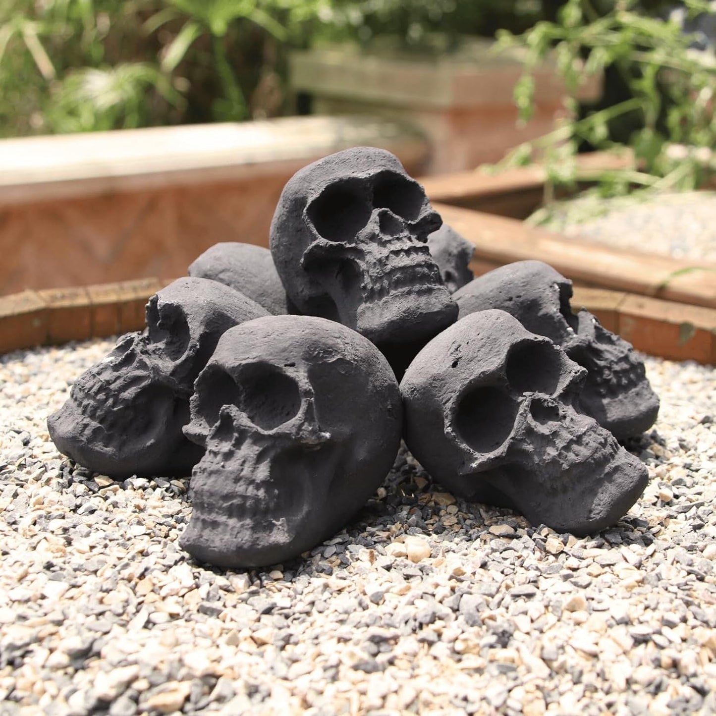 Ceramic Skulls for Fire Pit, Outdoor Fire Tables, 7pcs Reusable Spooky Imitated Human Skull Gas Log for Party, Bonfire,Campfires,Fireplaces, 3.1 inch - Renee Lane Company