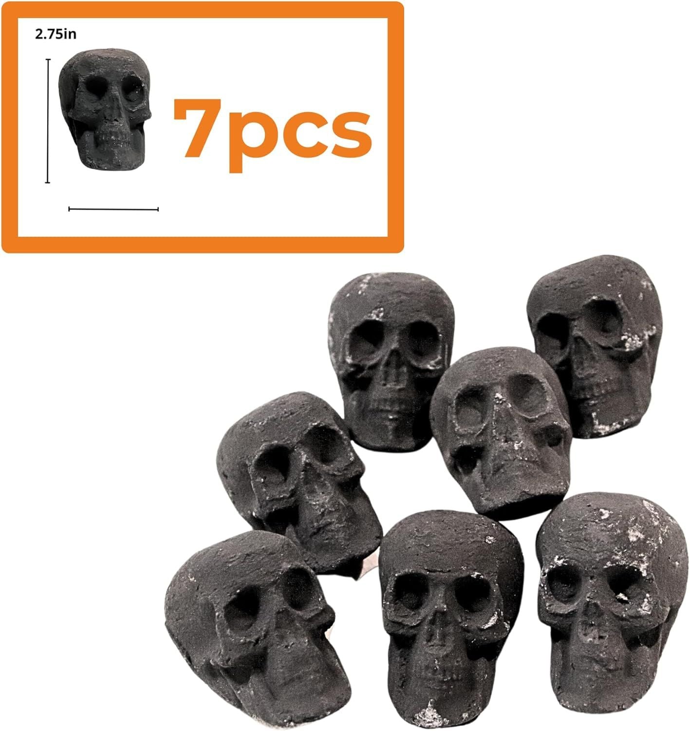 Ceramic Skulls for Fire Pit, Outdoor Fire Tables, 7pcs Reusable Spooky Imitated Human Skull Gas Log for Party, Bonfire,Campfires,Fireplaces, 3.1 inch - Renee Lane Company