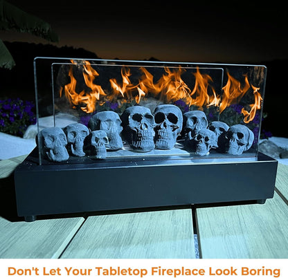Ceramic Skulls for Fire Pit, Outdoor Fire Tables, 7pcs Reusable Spooky Imitated Human Skull Gas Log for Party, Bonfire,Campfires,Fireplaces, 3.1 inch - Renee Lane Company