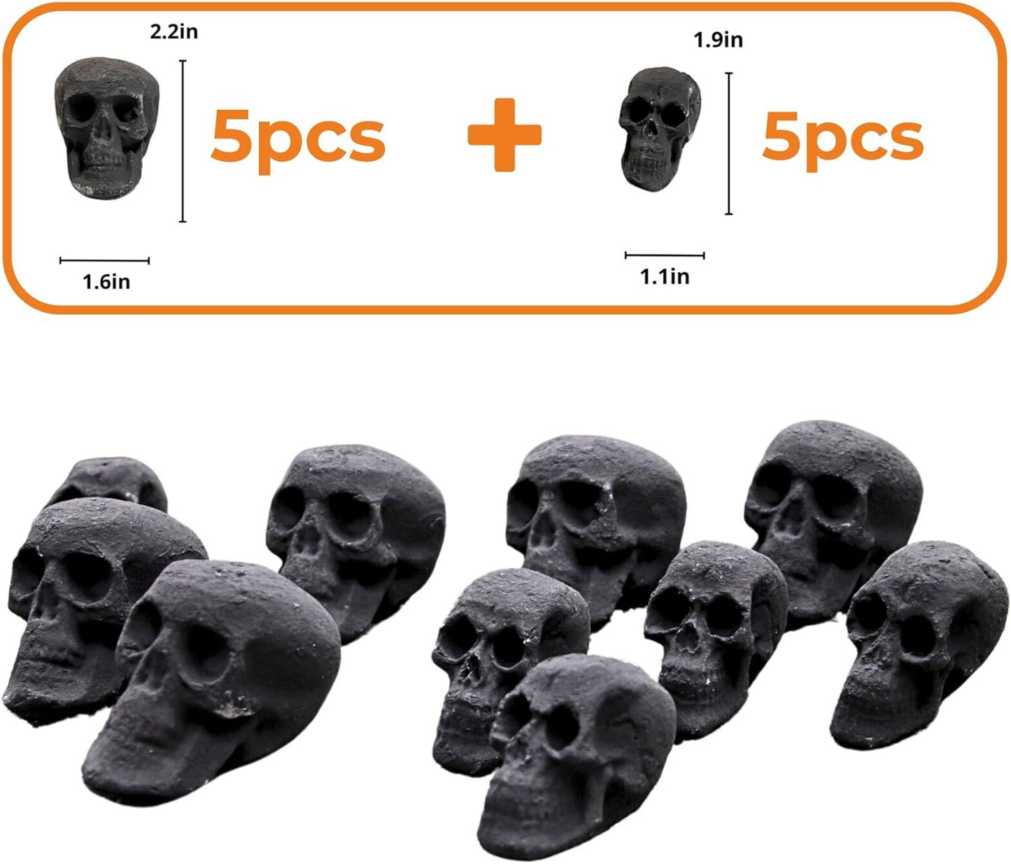 Ceramic Skulls for Fire Pit, Outdoor Fire Tables, 7pcs Reusable Spooky Imitated Human Skull Gas Log for Party, Bonfire,Campfires,Fireplaces, 3.1 inch - Renee Lane Company