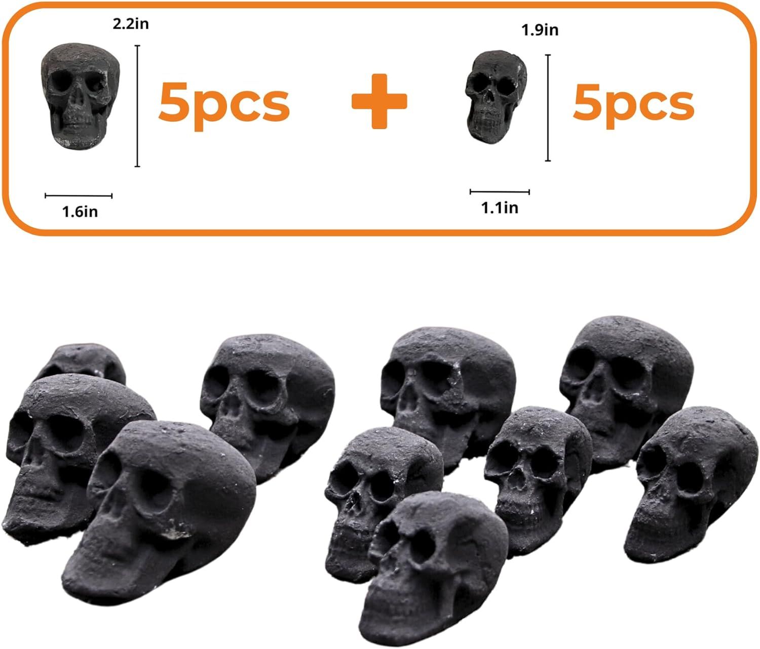 Ceramic Skulls for Fire Pit, Outdoor Fire Tables, 7pcs Reusable Spooky Imitated Human Skull Gas Log for Party, Bonfire,Campfires,Fireplaces, 3.1 inch - Renee Lane Company