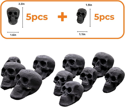 Ceramic Skulls for Fire Pit, Outdoor Fire Tables, 7pcs Reusable Spooky Imitated Human Skull Gas Log for Party, Bonfire,Campfires,Fireplaces, 3.1 inch - Renee Lane Company