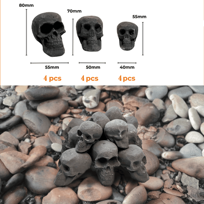 Ceramic Skulls for Fire Pit, Outdoor Fire Tables, 7pcs Reusable Spooky Imitated Human Skull Gas Log for Party, Bonfire,Campfires,Fireplaces, 3.1 inch - Renee Lane Company