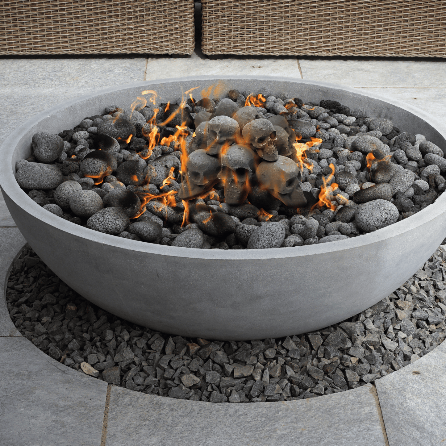 Ceramic Skulls for Fire Pit, Outdoor Fire Tables, 7pcs Reusable Spooky Imitated Human Skull Gas Log for Party, Bonfire,Campfires,Fireplaces, 3.1 inch - Renee Lane Company