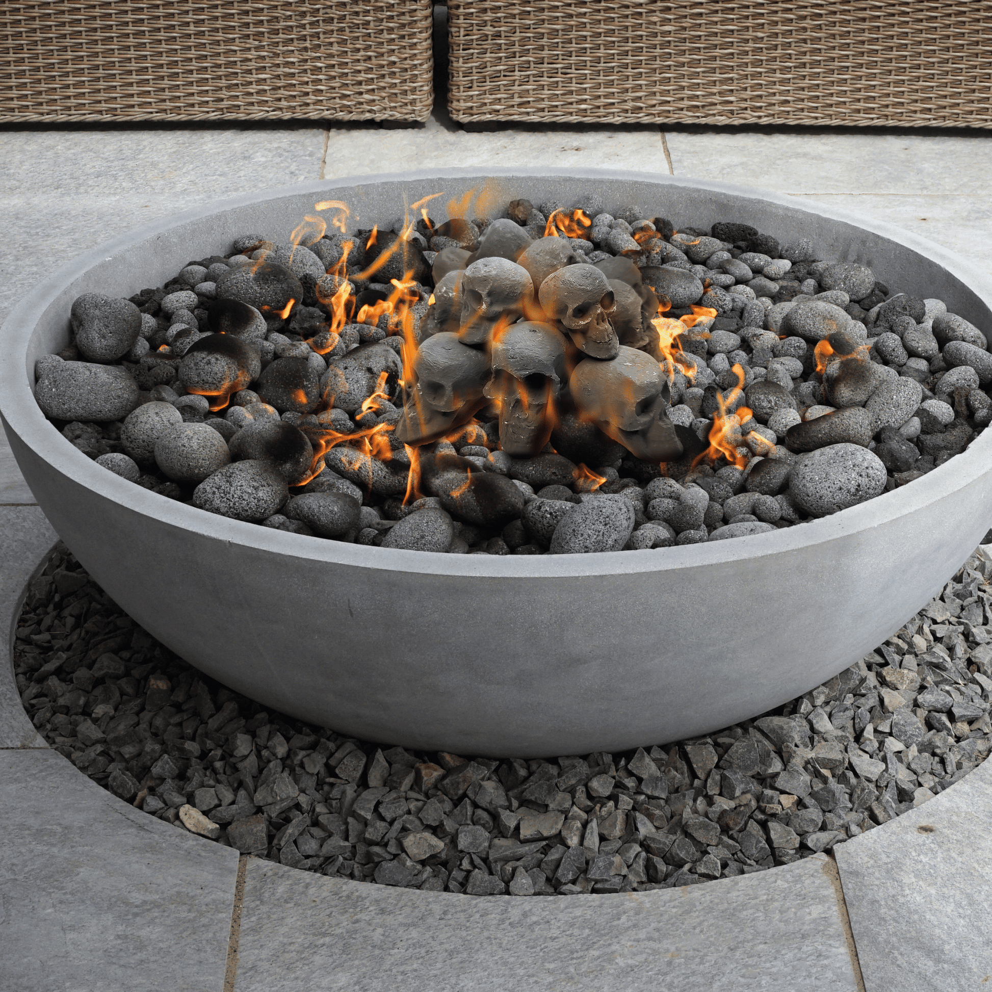 Ceramic Skulls for Fire Pit, Outdoor Fire Tables, 7pcs Reusable Spooky Imitated Human Skull Gas Log for Party, Bonfire,Campfires,Fireplaces, 3.1 inch - Renee Lane Company
