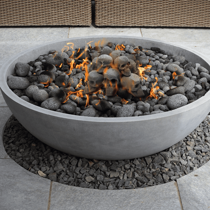 Ceramic Skulls for Fire Pit, Outdoor Fire Tables, 7pcs Reusable Spooky Imitated Human Skull Gas Log for Party, Bonfire,Campfires,Fireplaces, 3.1 inch - Renee Lane Company