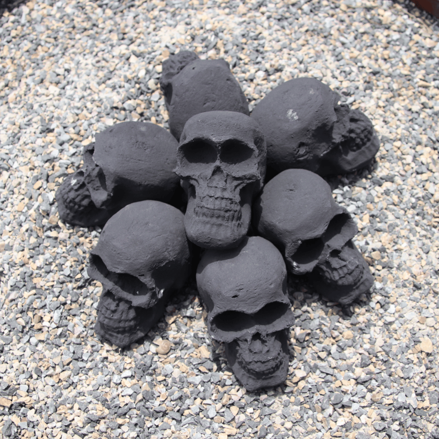 Ceramic Skulls for Fire Pit, Outdoor Fire Tables, 7pcs Reusable Spooky Imitated Human Skull Gas Log for Party, Bonfire,Campfires,Fireplaces, 3.1 inch - Renee Lane Company