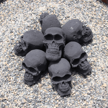 Ceramic Skulls for Fire Pit, Outdoor Fire Tables, 7pcs Reusable Spooky Imitated Human Skull Gas Log for Party, Bonfire,Campfires,Fireplaces, 3.1 inch - Renee Lane Company