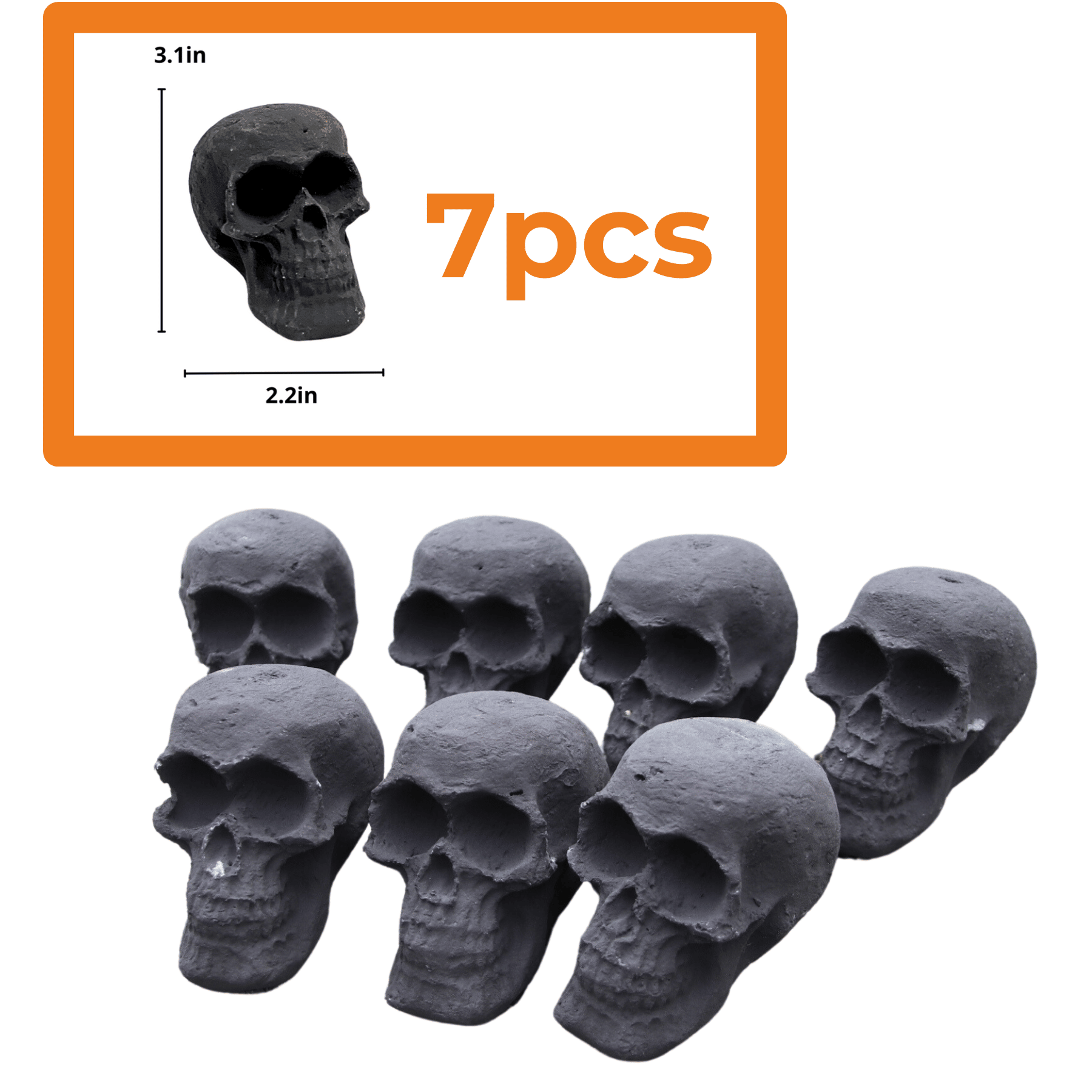 Ceramic Skulls for Fire Pit, Outdoor Fire Tables, 7pcs Reusable Spooky Imitated Human Skull Gas Log for Party, Bonfire,Campfires,Fireplaces, 3.1 inch - Renee Lane Company