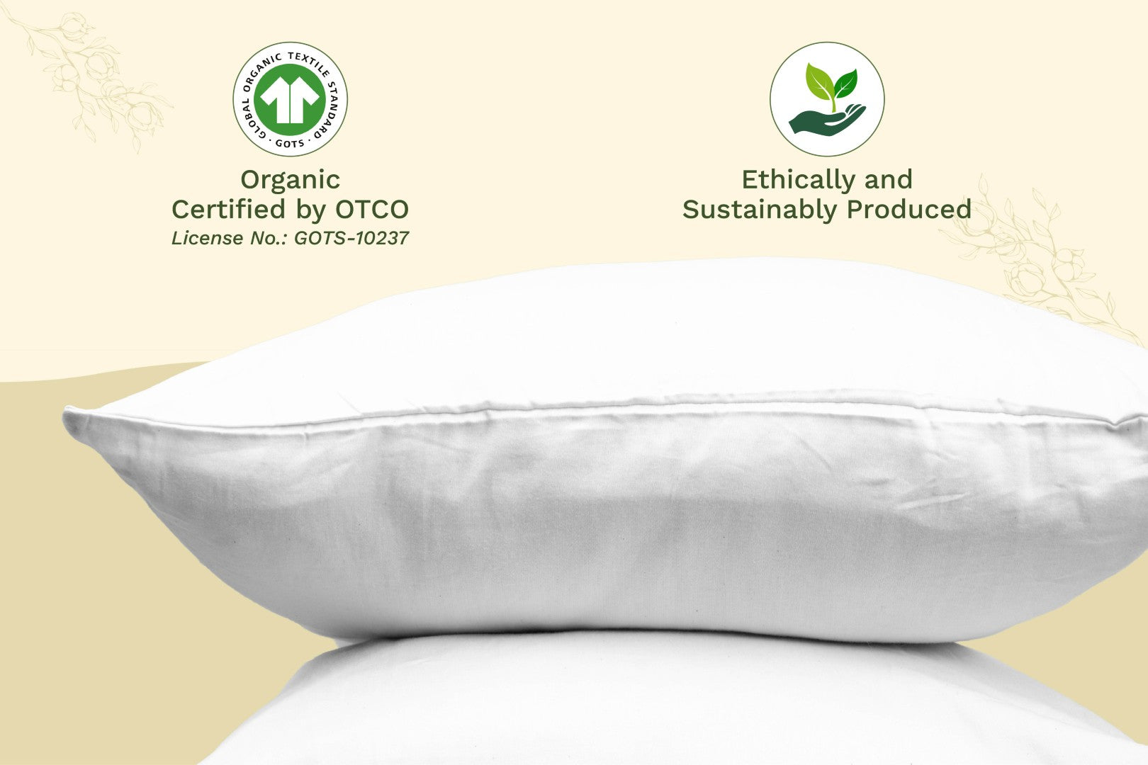 Organic sateen pillowcase, white folded case on display