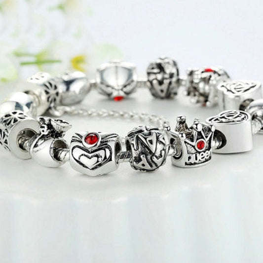 Chain Bracelet Charm Bracelet Enameled Flower Silver Plated The World of Love European Style Snake Gifts for Teen Girls - Renee Lane Company