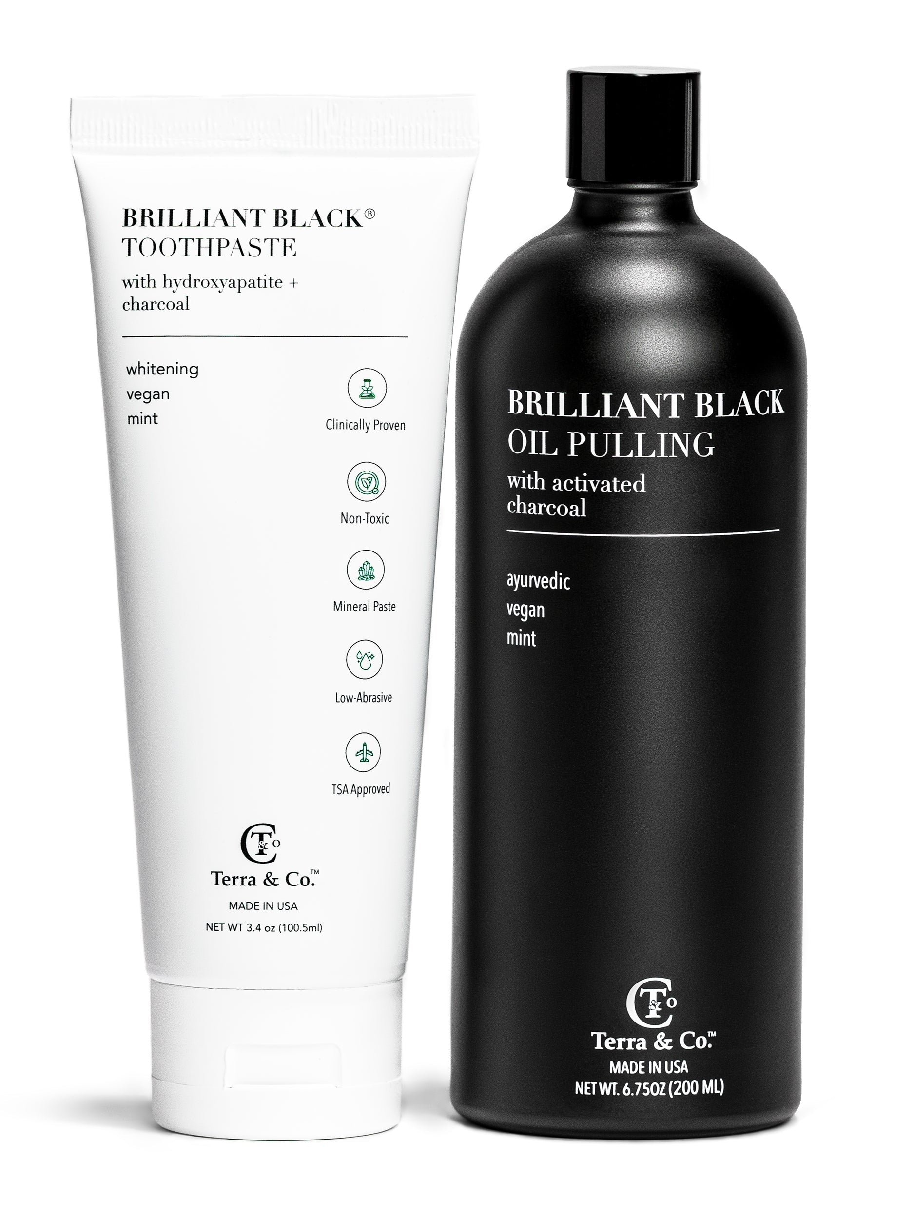 Charcoal Oil Pulling + Hydroxyapatite Toothpaste Bundle | Terra & Co. - Renee Lane Company