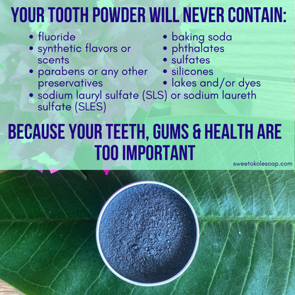 Charcoal Tooth Powder, Unflavored with 5% Hydroxyapatite - Renee Lane Company