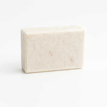 Speckled white rectangular soap bar