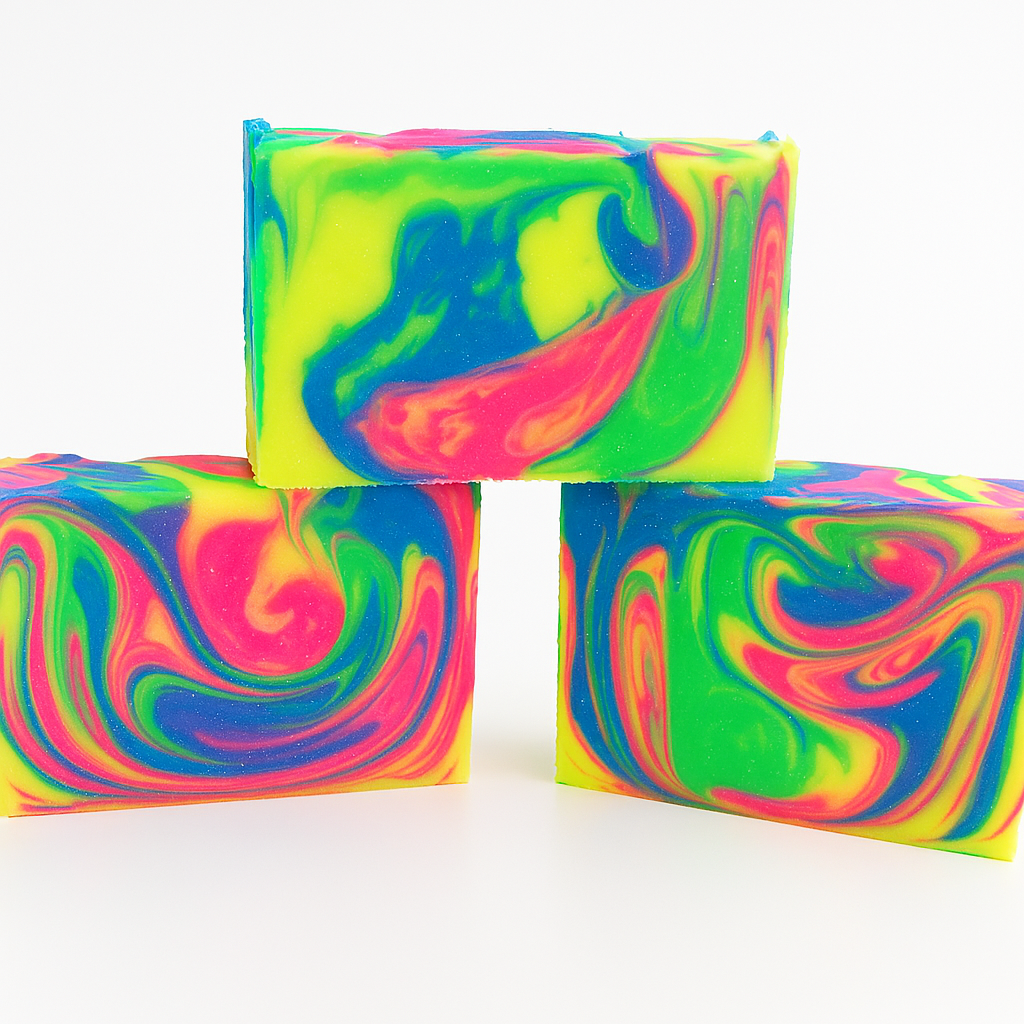 Colorful swirl soap bars set with three rectangular pieces