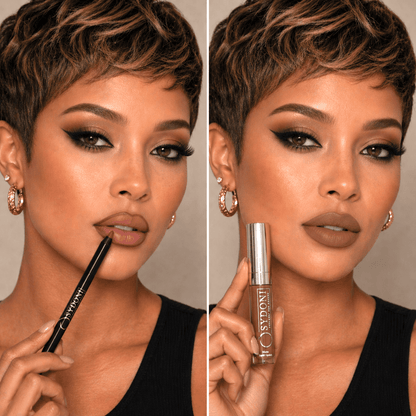 SYDONI CHESTNUT MATTE LIP DUO - Chestnut Matte liquid Lipstick with Chocolate Lip Pencil - Renee Lane Company