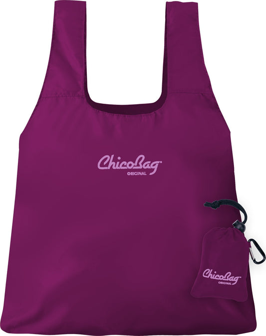 ChicoBag Original Compact Reusable Grocery Bag w/Attached Pouch and Carabiner Clip | Perfect for Shopping Travel Organization | Eco-Conscious Packable Tote | Boysenberry (Pack of 1) - Renee Lane Company