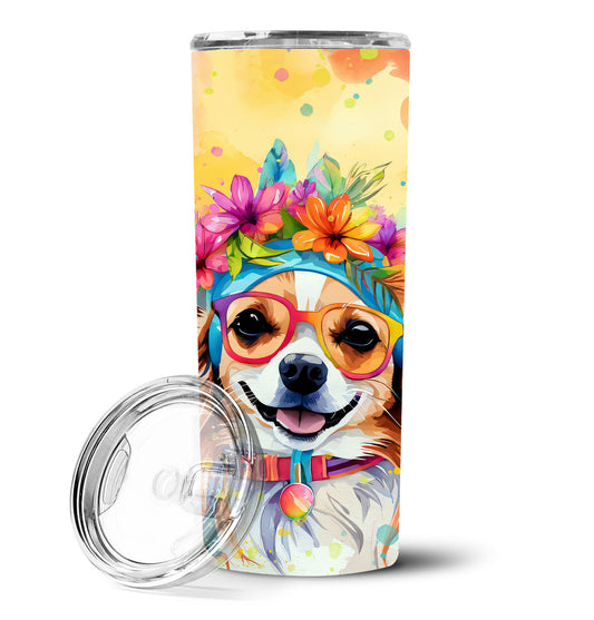 Chihuahua Hippie Dawg Stainless Steel Skinny Tumbler Vacuum Double Walled Reusable Insulated Tumbler Travel Cup for Coffee Cocktails Gift with Lid, 20 oz - Renee Lane Company