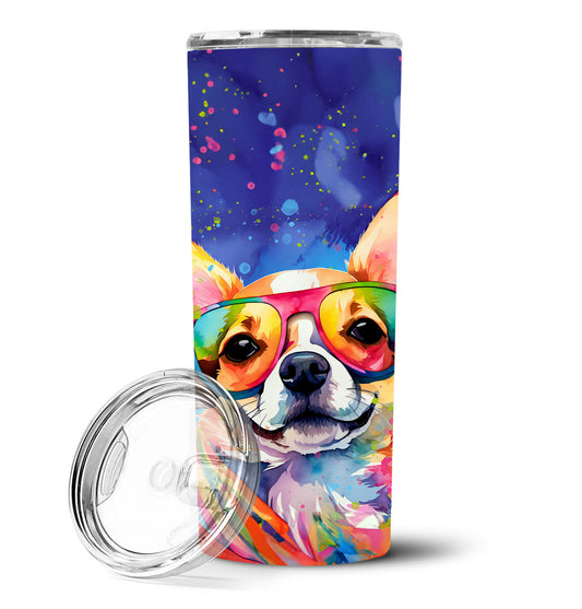 Chihuahua Hippie Dawg Stainless Steel Skinny Tumbler Vacuum Double Walled Reusable Insulated Tumbler Travel Cup for Coffee Cocktails Gift with Lid, 20 oz - Renee Lane Company