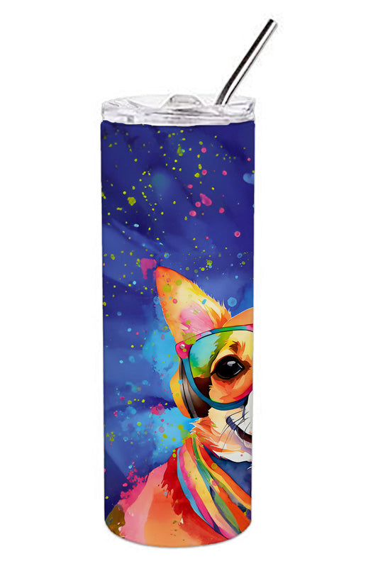 Chihuahua Hippie Dawg Stainless Steel Skinny Tumbler Vacuum Double Walled Reusable Insulated Tumbler Travel Cup for Coffee Cocktails Gift with Lid, 20 oz - Renee Lane Company