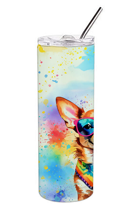 Chihuahua Hippie Dawg Stainless Steel Skinny Tumbler Vacuum Double Walled Reusable Insulated Tumbler Travel Cup for Coffee Cocktails Gift with Lid, 20 oz - Renee Lane Company