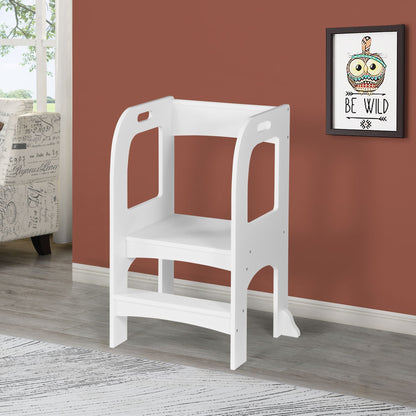Child Standing Tower;  Step Stools for Kids;  Toddler Step Stool for Kitchen Counter;  White - Renee Lane Company