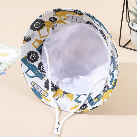 Children's hats spring and autumn thin cartoon car cute fisherman hat boys and girls summer sunshade sunscreen pot hat - Renee Lane Company