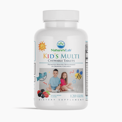 Kids multivitamin chewable tablet bottle, mixed berry flavor, 120 count