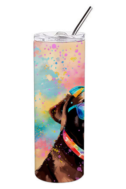 Chocolate Labrador Hippie Dawg Stainless Steel Skinny Tumbler Vacuum Double Walled Reusable Insulated Tumbler Travel Cup for Coffee Cocktails Gift with Lid, 20 oz - Renee Lane Company