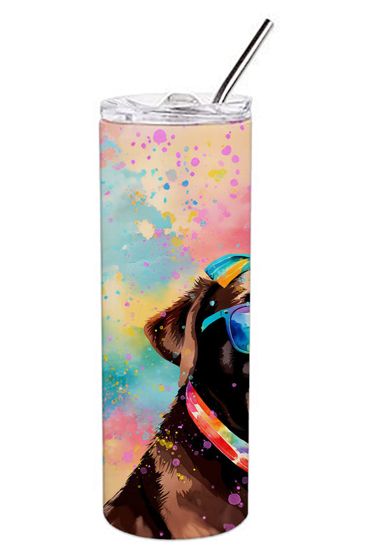 Chocolate Labrador Hippie Dawg Stainless Steel Skinny Tumbler Vacuum Double Walled Reusable Insulated Tumbler Travel Cup for Coffee Cocktails Gift with Lid, 20 oz - Renee Lane Company