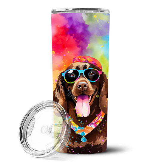 Chocolate Labrador Hippie Dawg Stainless Steel Skinny Tumbler Vacuum Double Walled Reusable Insulated Tumbler Travel Cup for Coffee Cocktails Gift with Lid, 20 oz - Renee Lane Company