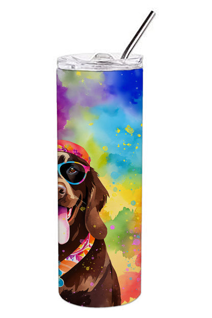 Chocolate Labrador Hippie Dawg Stainless Steel Skinny Tumbler Vacuum Double Walled Reusable Insulated Tumbler Travel Cup for Coffee Cocktails Gift with Lid, 20 oz - Renee Lane Company
