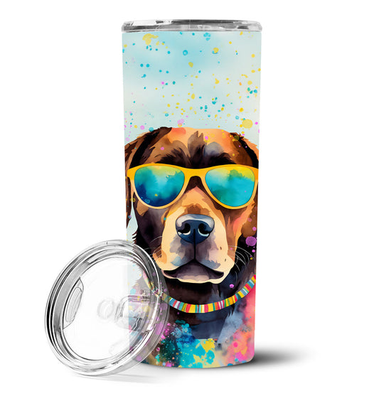 Chocolate Labrador Hippie Dawg Stainless Steel Skinny Tumbler Vacuum Double Walled Reusable Insulated Tumbler Travel Cup for Coffee Cocktails Gift with Lid, 20 oz - Renee Lane Company