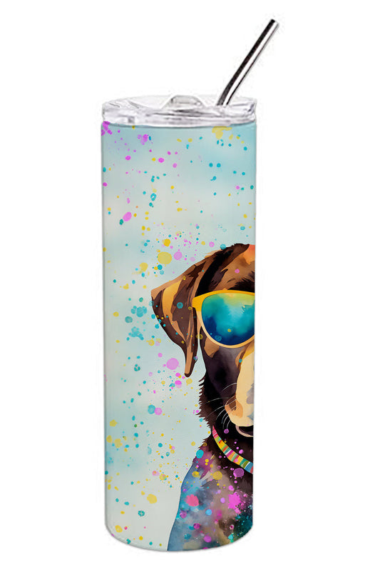 Chocolate Labrador Hippie Dawg Stainless Steel Skinny Tumbler Vacuum Double Walled Reusable Insulated Tumbler Travel Cup for Coffee Cocktails Gift with Lid, 20 oz - Renee Lane Company