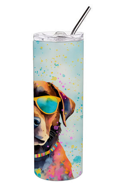 Chocolate Labrador Hippie Dawg Stainless Steel Skinny Tumbler Vacuum Double Walled Reusable Insulated Tumbler Travel Cup for Coffee Cocktails Gift with Lid, 20 oz - Renee Lane Company