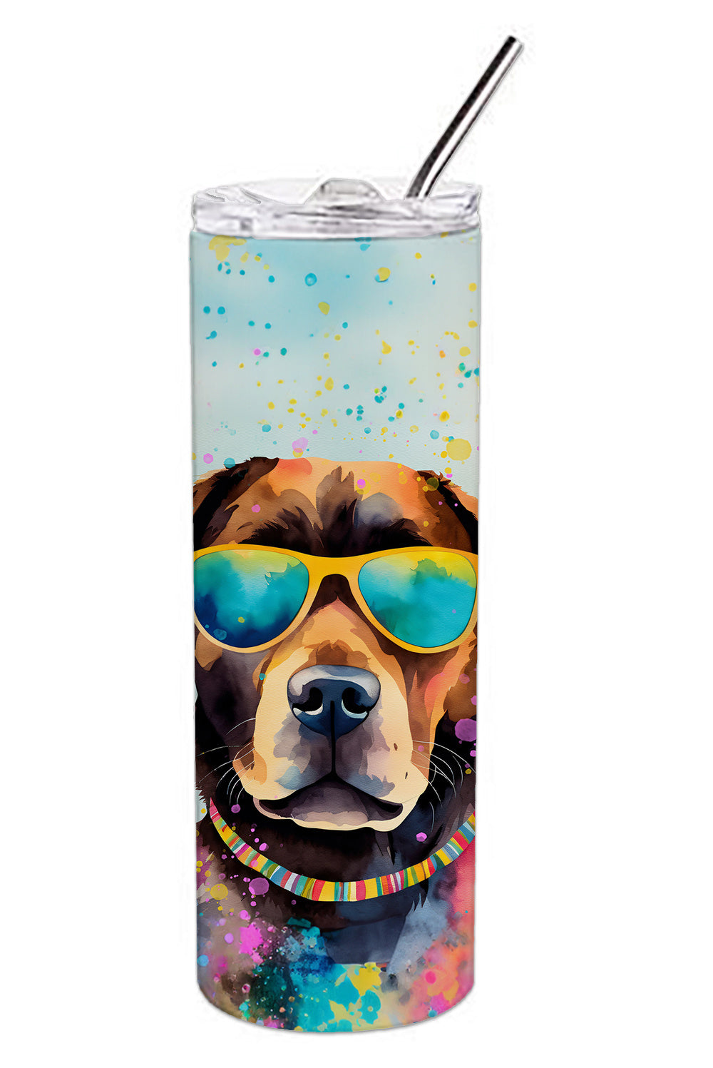 Chocolate Labrador Hippie Dawg Stainless Steel Skinny Tumbler Vacuum Double Walled Reusable Insulated Tumbler Travel Cup for Coffee Cocktails Gift with Lid, 20 oz - Renee Lane Company