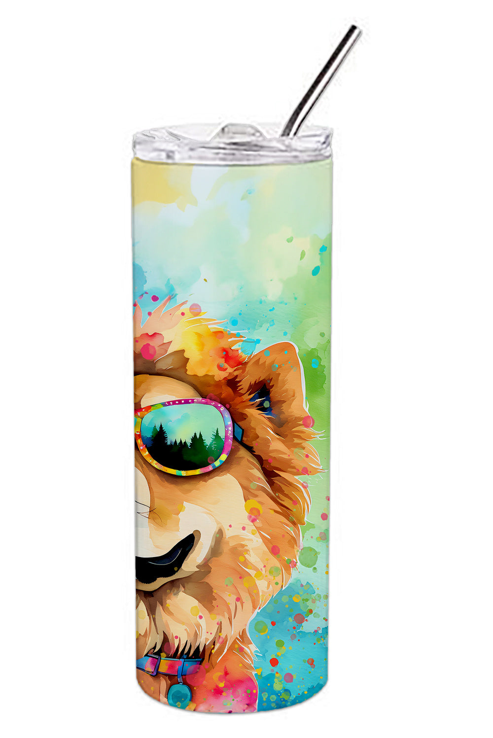 Chow Chow Hippie Dawg Stainless Steel Skinny Tumbler Vacuum Double Walled Reusable Insulated Tumbler Travel Cup for Coffee Cocktails Gift with Lid, 20 oz - Renee Lane Company