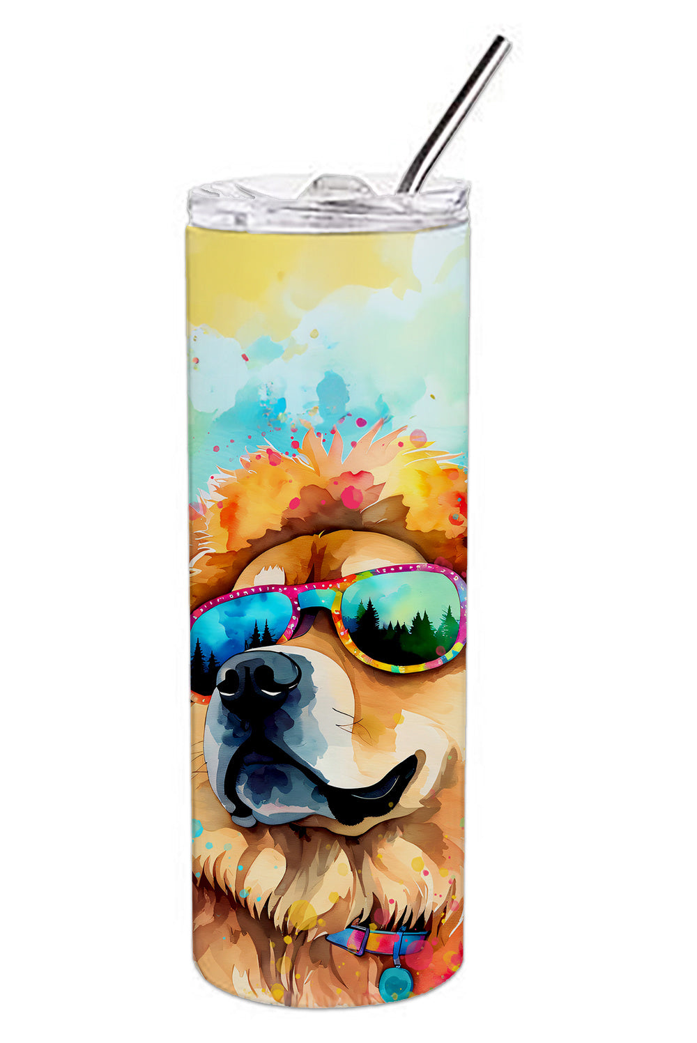 Chow Chow Hippie Dawg Stainless Steel Skinny Tumbler Vacuum Double Walled Reusable Insulated Tumbler Travel Cup for Coffee Cocktails Gift with Lid, 20 oz - Renee Lane Company